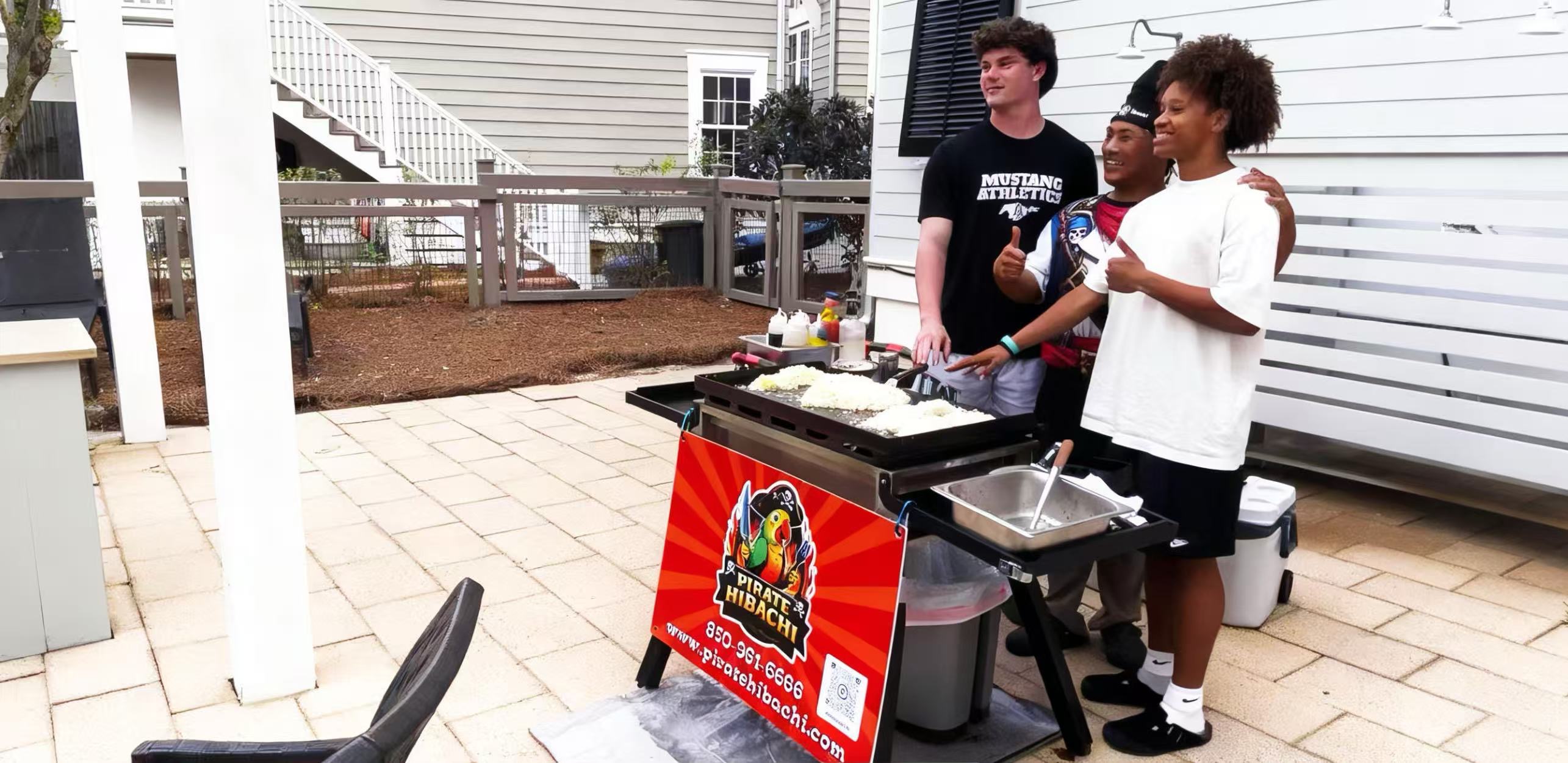 Fresh hibachi ingredients ready for cooking at 30A Florida party