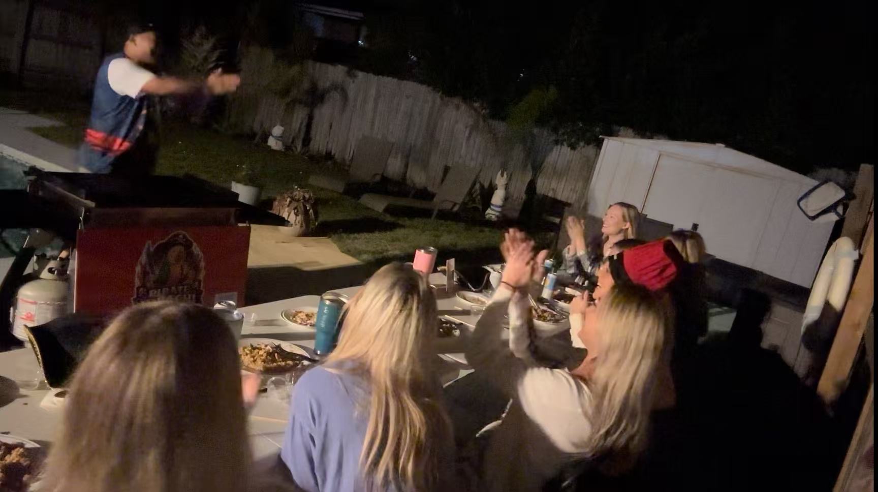 Pirate Hibachi professional chef preparing food at backyard event in Panama City Beach Florida