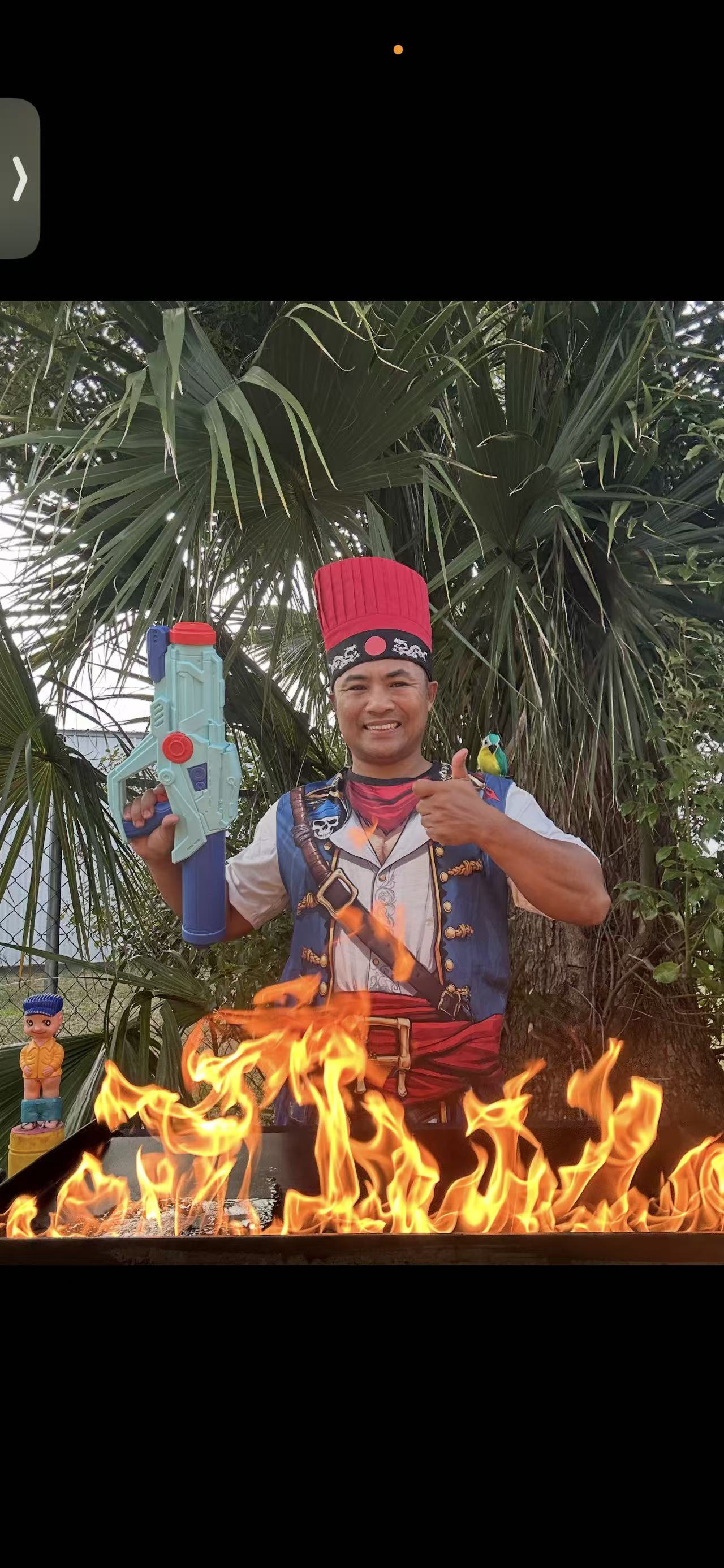 Fresh hibachi steak and shrimp cooked on mobile grill in Destin Florida